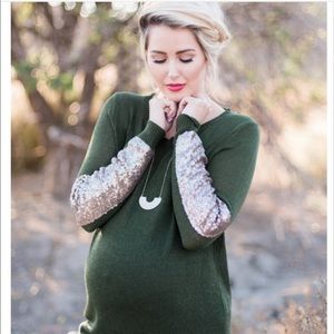 Olive green pink blush sweater
